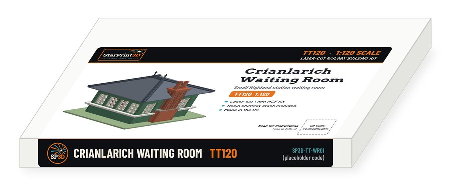 Box label mock with QR code and kit code on the edge strip