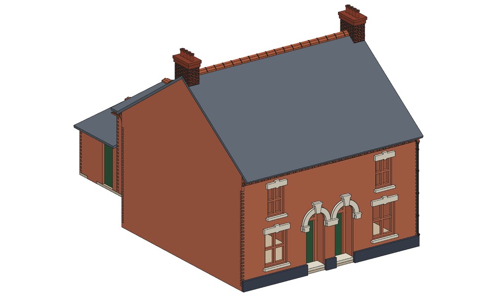 Victorian Railway Town Terrace, two-house block render